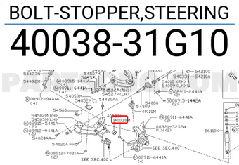 Nissan 4003831G10 BOLT-STOPPER,STEERING