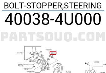 Nissan 400384U000 BOLT-STOPPER,STEERING