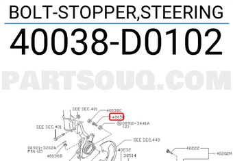 Nissan 40038D0102 BOLT-STOPPER,STEERING