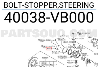 Nissan 40038VB000 BOLT-STOPPER,STEERING