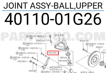 Nissan 4011001G26 JOINT ASSY-BALL,UPPER