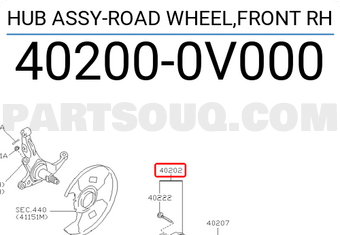 Nissan 402000V000 HUB ASSY-ROAD WHEEL,FRONT RH