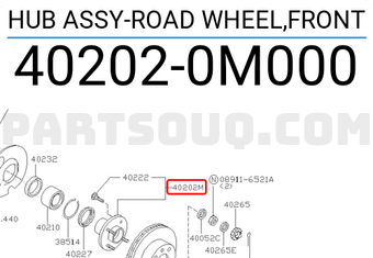 Nissan 402020M000 HUB ASSY-ROAD WHEEL,FRONT