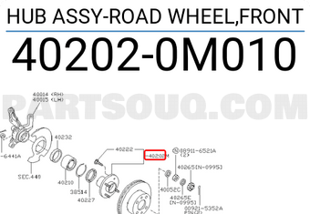 Nissan 402020M010 HUB ASSY-ROAD WHEEL,FRONT
