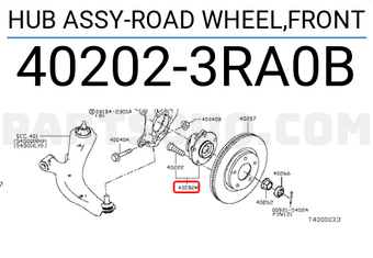 Nissan 402023RA0B HUB ASSY-ROAD WHEEL,FRONT