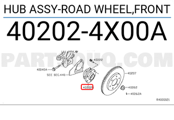 Nissan 402024X00A HUB ASSY-ROAD WHEEL,FRONT