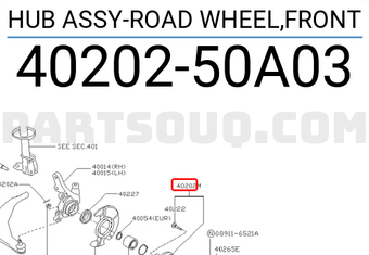 Nissan 4020250A03 HUB ASSY-ROAD WHEEL,FRONT