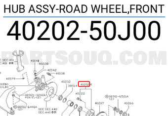 Nissan 4020250J00 HUB ASSY-ROAD WHEEL,FRONT