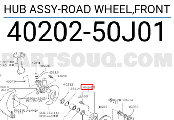 Nissan 4020250J01 HUB ASSY-ROAD WHEEL,FRONT