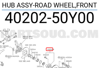 Nissan 4020250Y00 HUB ASSY-ROAD WHEEL,FRONT