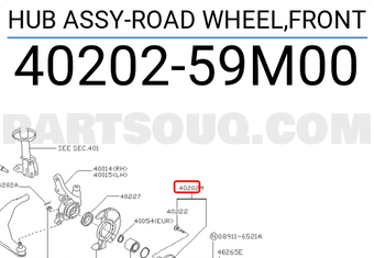 Nissan 4020259M00 HUB ASSY-ROAD WHEEL,FRONT