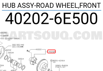Nissan 402026E500 HUB ASSY-ROAD WHEEL,FRONT