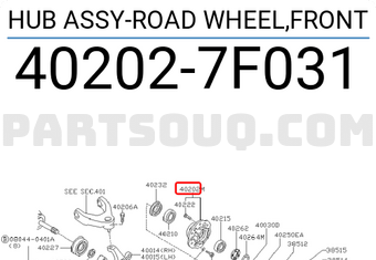 Nissan 402027F031 HUB ASSY-ROAD WHEEL,FRONT