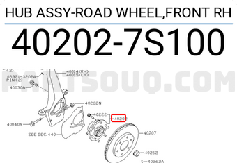 Nissan 402027S100 HUB ASSY-ROAD WHEEL,FRONT RH