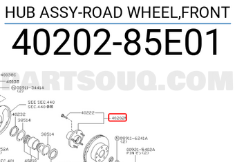 Nissan 4020285E01 HUB ASSY-ROAD WHEEL,FRONT