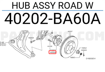 Nissan 40202BA60A HUB ASSY ROAD W