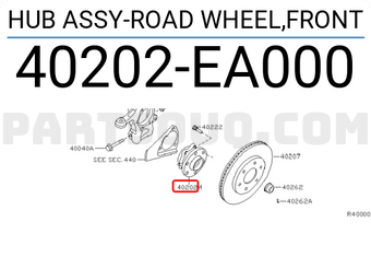 Nissan 40202EA000 HUB ASSY-ROAD WHEEL,FRONT
