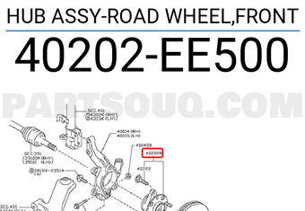Nissan 40202EE500 HUB ASSY-ROAD WHEEL,FRONT