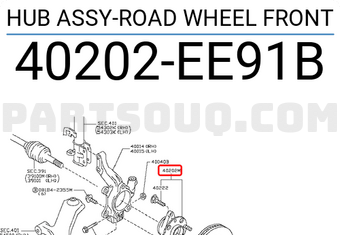 Nissan 40202EE91B HUB ASSY-ROAD WHEEL FRONT