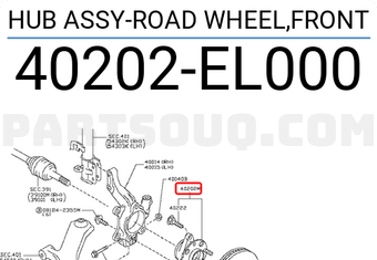 Nissan 40202EL000 HUB ASSY-ROAD WHEEL,FRONT