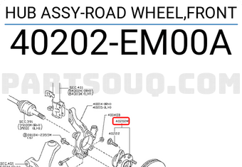 Nissan 40202EM00A HUB ASSY-ROAD WHEEL,FRONT