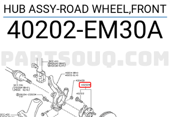 Nissan 40202EM30A HUB ASSY-ROAD WHEEL,FRONT