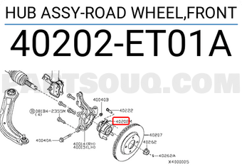 Nissan 40202ET01A HUB ASSY-ROAD WHEEL,FRONT