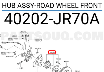 Nissan 40202JR70A HUB ASSY-ROAD WHEEL FRONT