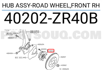 Nissan 40202ZR40B HUB ASSY-ROAD WHEEL,FRONT RH
