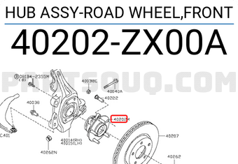 Nissan 40202ZX00A HUB ASSY-ROAD WHEEL,FRONT