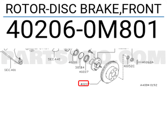 Nissan 402060M801 ROTOR-DISC BRAKE,FRONT