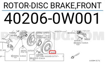 Nissan 402060W001 ROTOR-DISC BRAKE,FRONT