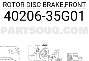 Nissan 4020635G01 ROTOR-DISC BRAKE,FRONT