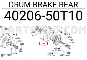 Nissan 4020650T10 DRUM-BRAKE REAR