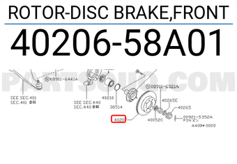 Nissan 4020658A01 ROTOR-DISC BRAKE,FRONT