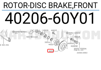 Nissan 4020660Y01 ROTOR-DISC BRAKE,FRONT