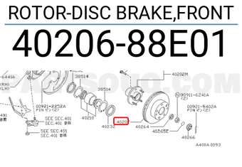 Nissan 4020688E01 ROTOR-DISC BRAKE,FRONT