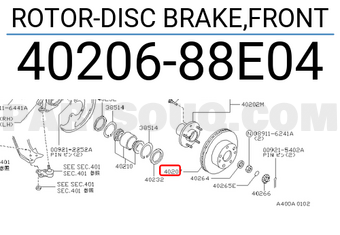 Nissan 4020688E04 ROTOR-DISC BRAKE,FRONT