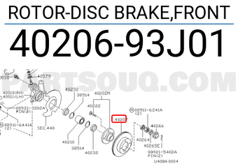 Nissan 4020693J01 ROTOR-DISC BRAKE,FRONT
