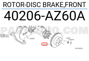 Nissan 40206AZ60A ROTOR-DISC BRAKE,FRONT