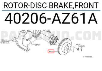 Nissan 40206AZ61A ROTOR-DISC BRAKE,FRONT