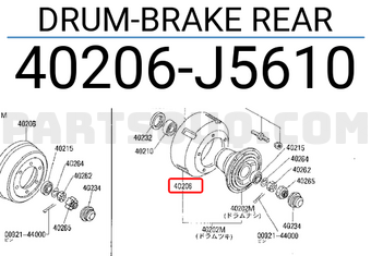 Nissan 40206J5610 DRUM-BRAKE REAR
