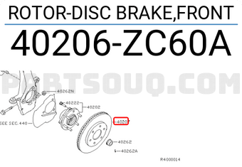 Nissan 40206ZC60A ROTOR-DISC BRAKE,FRONT