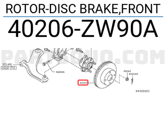 Nissan 40206ZW90A ROTOR-DISC BRAKE,FRONT