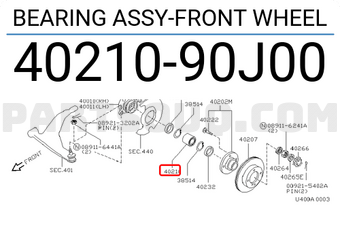 Nissan 4021090J00 BEARING ASSY-FRONT WHEEL