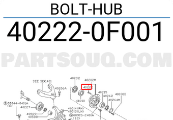 Nissan 402220F001 BOLT-HUB