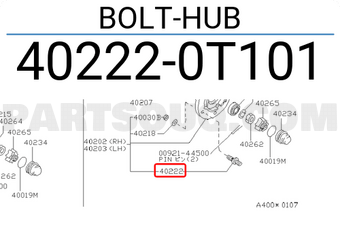 Nissan 402220T101 BOLT-HUB