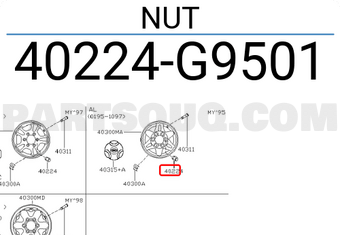 Nissan 40224G9501 NUT