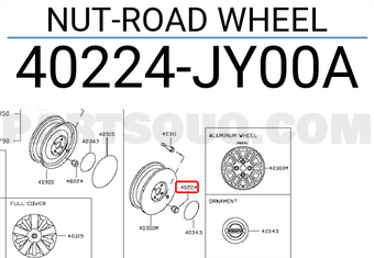Nissan 40224JY00A NUT-ROAD WHEEL