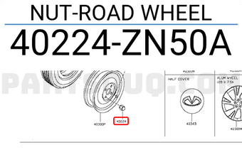 Nissan 40224ZN50A NUT-ROAD WHEEL